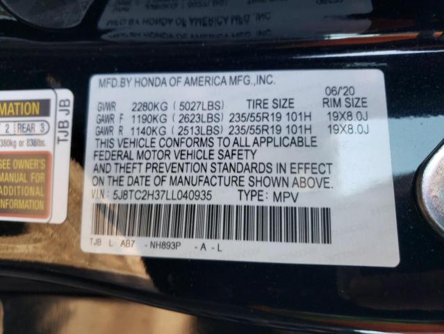 Photo 10 from auction – 2020 ACURA RDX with VIN 5J8TC2H37LL040935