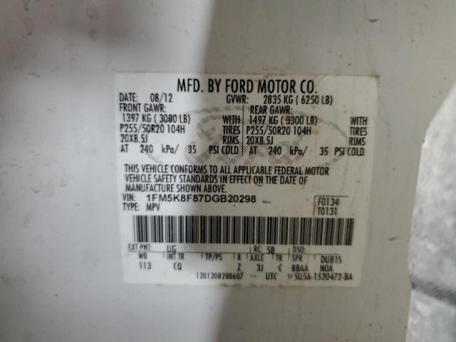 Photo 10 from auction – 2013 FORD EXPLORER L with VIN 1FM5K8F87DGB20298