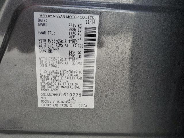 Photo 10 from auction – 2015 NISSAN PATHFINDER with VIN 5N1AR2MN4FC619778