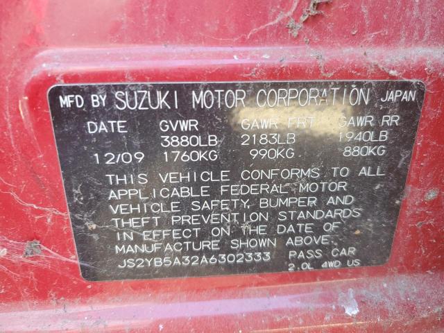 Photo 10 from auction – 2010 SUZUKI SX4 with VIN JS2YB5A32A6302333