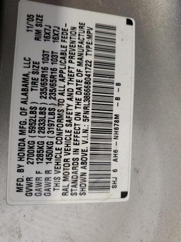 Photo 10 from auction – 2006 HONDA ODYSSEY EX with VIN 5FNRL38666B041722