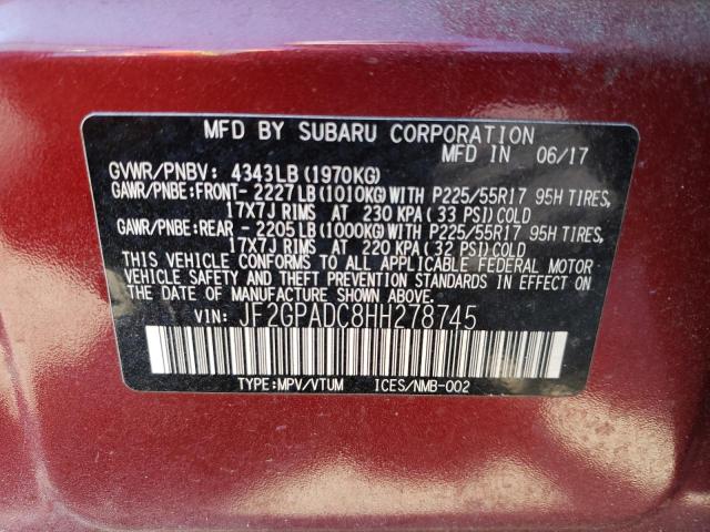 Photo 10 from auction – 2017 SUBARU CROSSTREK with VIN JF2GPADC8HH278745