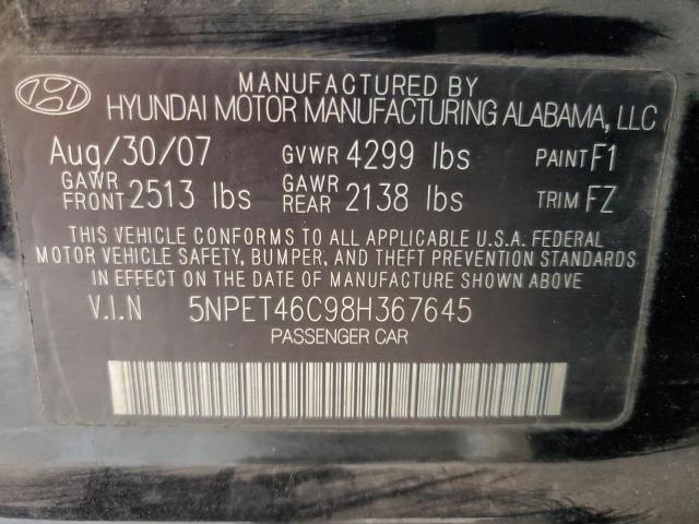 Photo 10 from auction – 2008 HYUNDAI SONATA GLS with VIN 5NPET46C98H367645