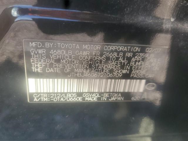 Photo 10 from auction – 2007 LEXUS ES 350 with VIN JTHBJ46G672106709