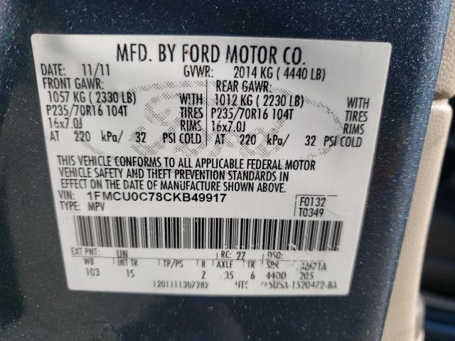 Photo 10 from auction – 2012 FORD ESCAPE XLS with VIN 1FMCU0C78CKB49917