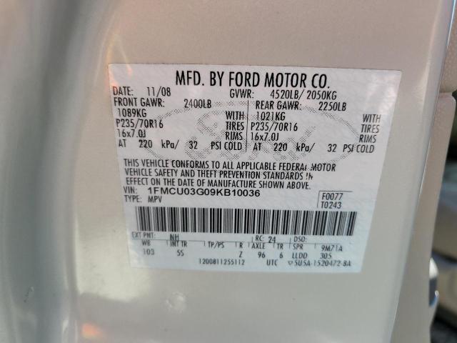 Photo 10 from auction – 2009 FORD ESCAPE XLT with VIN 1FMCU03G09KB10036