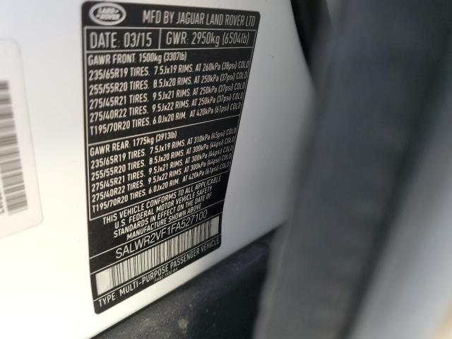 Photo 10 from auction – 2015 LAND ROVER RANGE ROVE with VIN SALWR2VF1FA527100