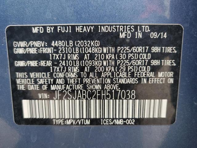 Photo 10 from auction – 2015 SUBARU FORESTER 2 with VIN JF2SJABC2FH517038