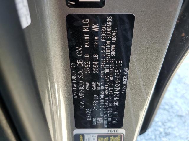 Photo 10 from auction – 2022 KIA FORTE FE with VIN 3KPF24AD3NE475119