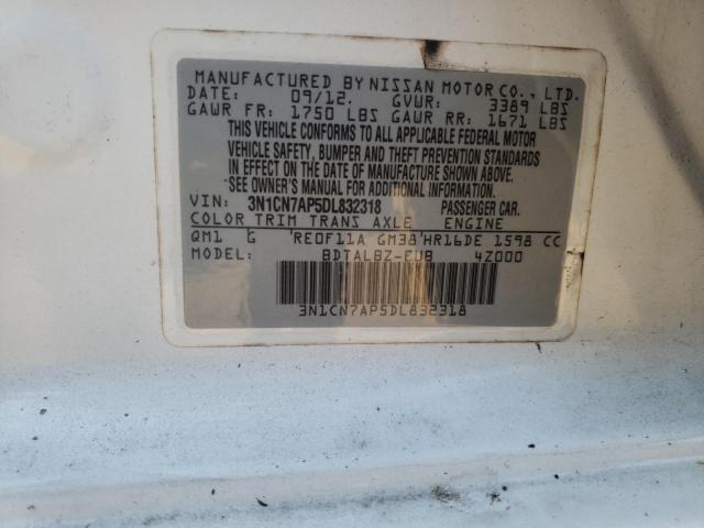 Photo 10 from auction – 2013 NISSAN VERSA S with VIN 3N1CN7AP5DL832318
