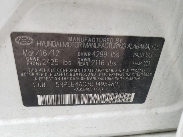 Photo 10 from auction – 2012 HYUNDAI SONATA GLS with VIN 5NPEB4AC3CH495480