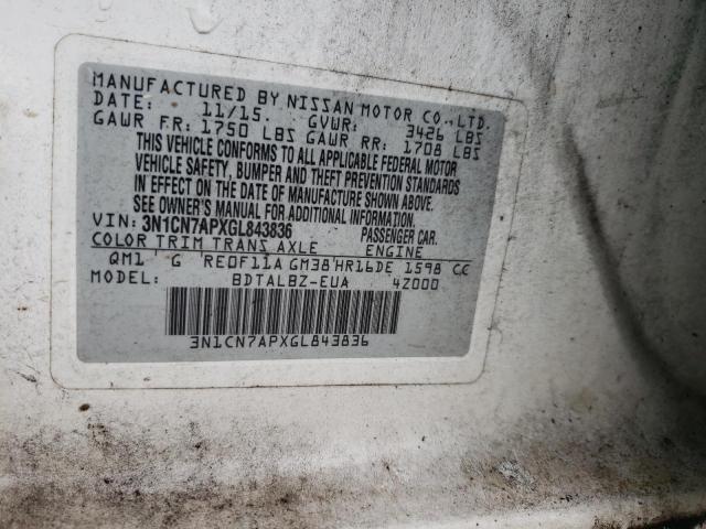Photo 10 from auction – 2016 NISSAN VERSA S with VIN 3N1CN7APXGL843836