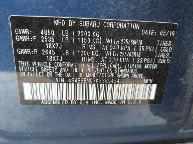 Photo 10 from auction – 2019 SUBARU OUTBACK 3. with VIN 4S4BSENC7K3369454
