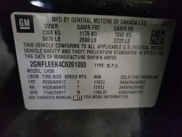 Photo 10 from auction – 2012 CHEVROLET EQUINOX LT with VIN 2GNFLEEK4C6261093