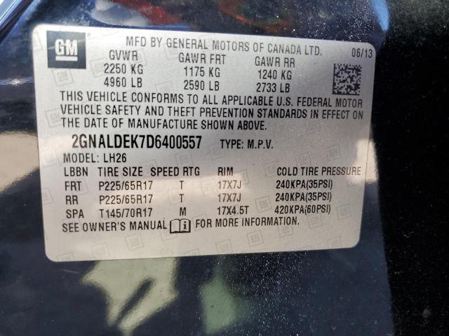 Photo 10 from auction – 2013 CHEVROLET EQUINOX LT with VIN 2GNALDEK7D6400557