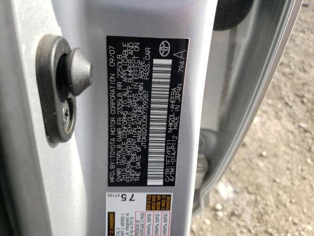 Photo 10 from auction – 2008 TOYOTA PRIUS with VIN JTDKB20U087709287