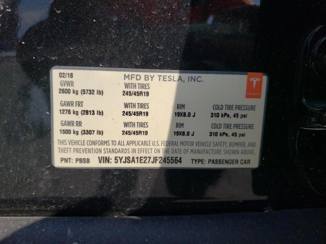 Photo 10 from auction – 2018 TESLA MODEL S with VIN 5YJSA1E27JF245564