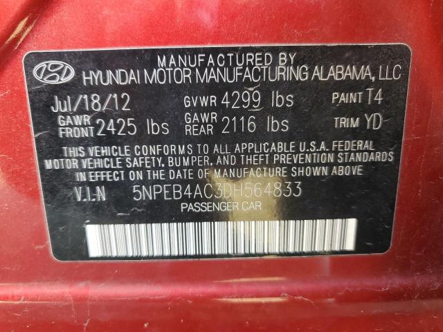 Photo 10 from auction – 2013 HYUNDAI SONATA GLS with VIN 5NPEB4AC3DH564833