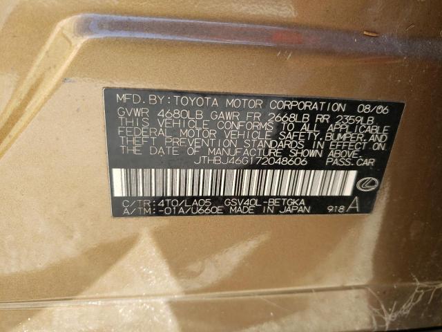 Photo 10 from auction – 2007 LEXUS ES 350 with VIN JTHBJ46G172048606