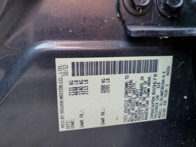Photo 10 from auction – 2013 NISSAN MAXIMA S with VIN 1N4AA5AP0DC809678
