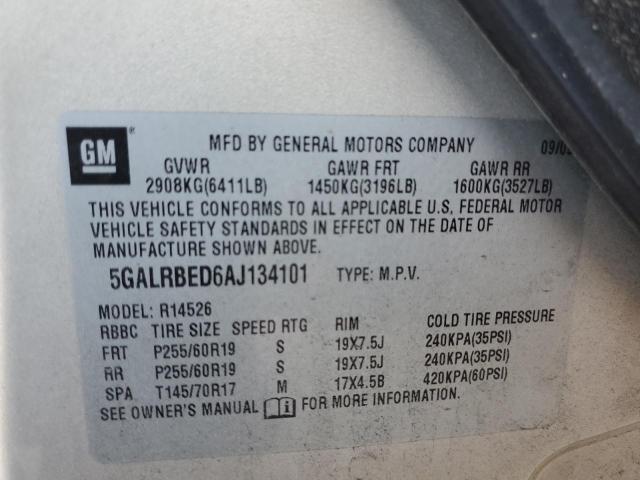 Photo 10 from auction – 2010 BUICK ENCLAVE CX with VIN 5GALRBED6AJ134101