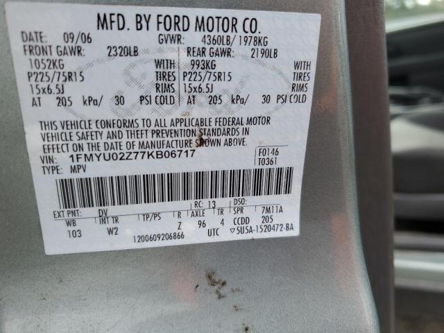 Photo 10 from auction – 2007 FORD ESCAPE XLS with VIN 1FMYU02Z77KB06717