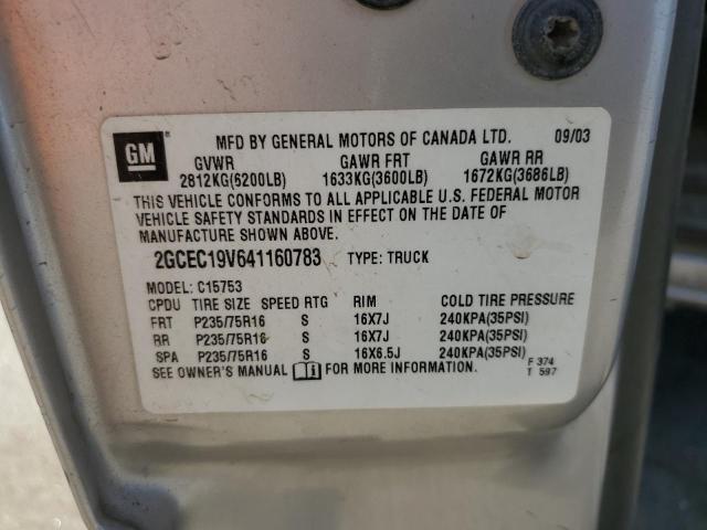 Photo 10 from auction – 2004 CHEVROLET SILVERADO with VIN 2GCEC19V641160783