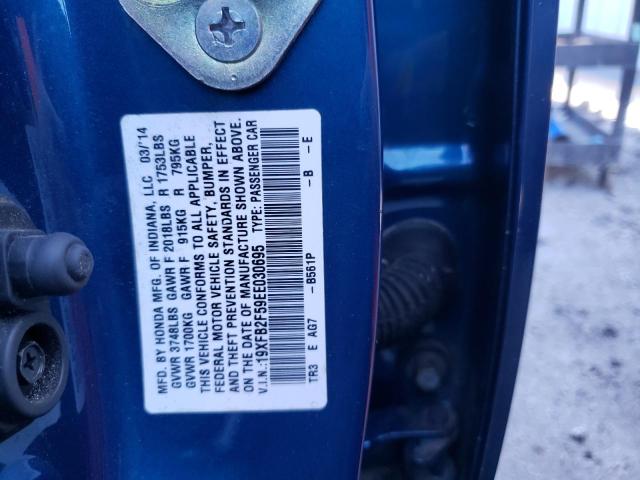 Photo 10 from auction – 2014 HONDA CIVIC LX with VIN 19XFB2F59EE030695