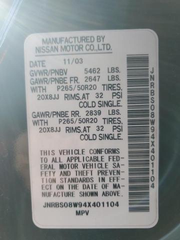 Photo 10 from auction – 2004 INFINITI FX45 with VIN JNRBS08W94X401104