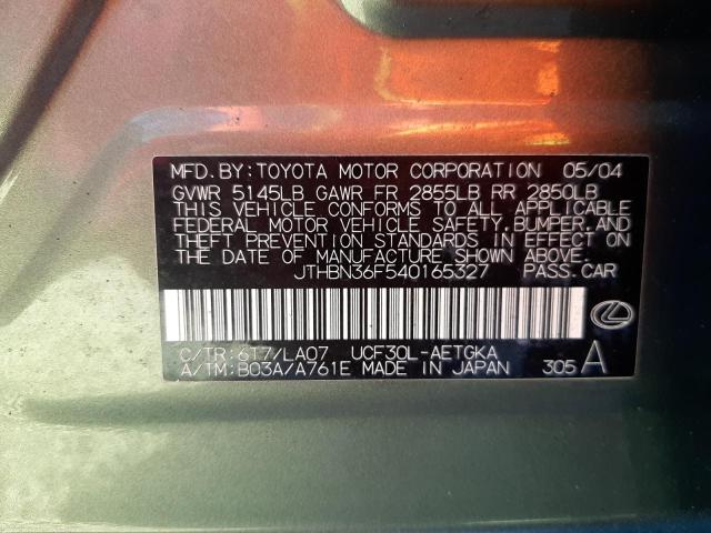 Photo 10 from auction – 2004 LEXUS LS 430 with VIN JTHBN36F540165327