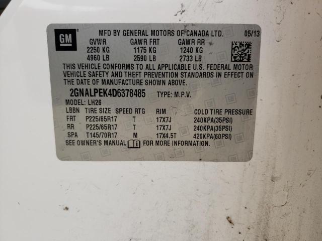 Photo 10 from auction – 2013 CHEVROLET EQUINOX LT with VIN 2GNALPEK4D6378485