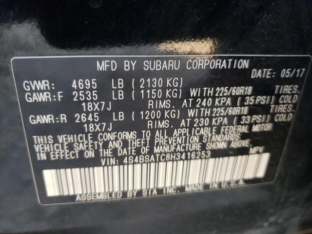 Photo 10 from auction – 2017 SUBARU OUTBACK TO with VIN 4S4BSATC8H3416253