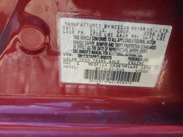 Photo 10 from auction – 2012 NISSAN VERSA S with VIN 3N1CN7AP6CL858375