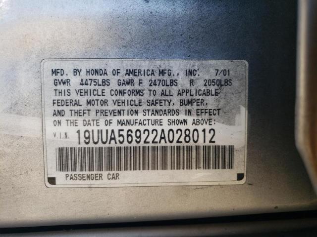 Photo 10 from auction – 2002 ACURA 3.2TL TYPE with VIN 19UUA56922A028012