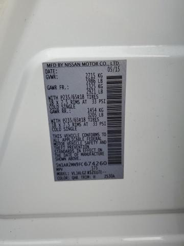 Photo 10 from auction – 2015 NISSAN PATHFINDER with VIN 5N1AR2MN9FC674260