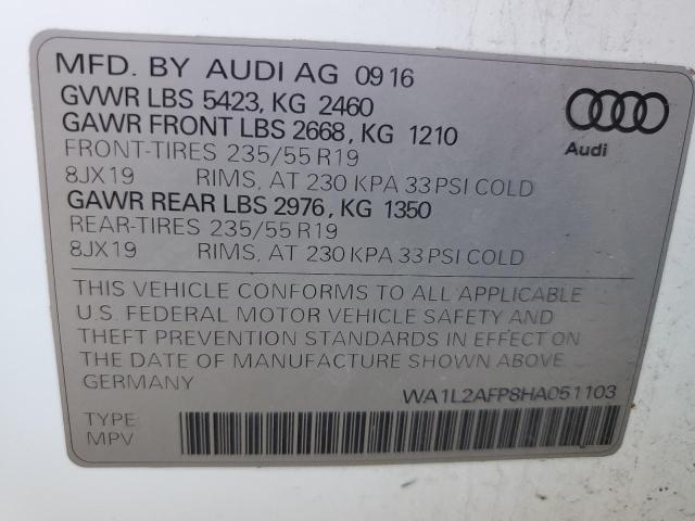 Photo 10 from auction – 2017 AUDI Q5 PREMIUM with VIN WA1L2AFP8HA051103