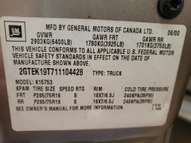 Photo 10 from auction – 2001 GMC NEW SIERRA with VIN 2GTEK19T711104428