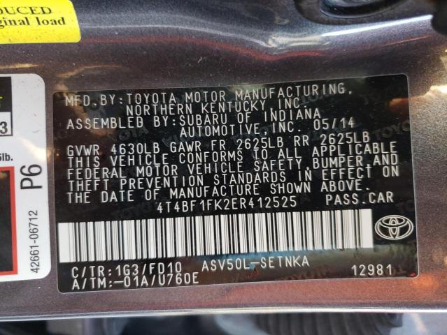 Photo 10 from auction – 2014 TOYOTA CAMRY L with VIN 4T4BF1FK2ER412525