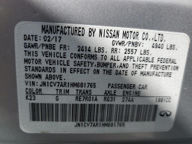 Photo 10 from auction – 2017 INFINITI Q50 BASE with VIN JN1CV7AR1HM681765