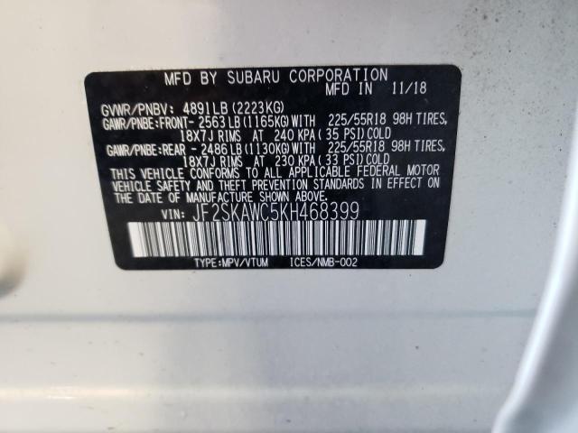 Photo 10 from auction – 2019 SUBARU FORESTER T with VIN JF2SKAWC5KH468399