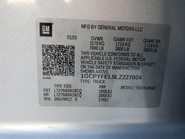 Photo 10 from auction – 2020 CHEVROLET SILVERADO with VIN 1GCPYFEL5LZ227004
