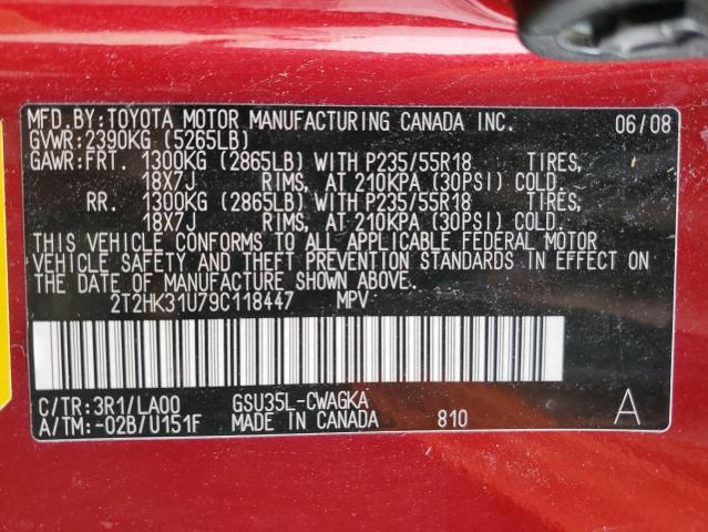 Photo 10 from auction – 2009 LEXUS RX 350 with VIN 2T2HK31U79C118447