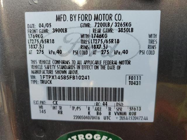Photo 10 from auction – 2005 FORD F150 with VIN 1FTPX14585FB10241