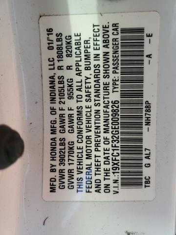 Photo 10 from auction – 2016 HONDA CIVIC EX with VIN 19XFC1F32GE009826