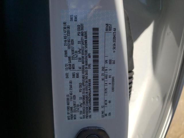 Photo 10 from auction – 2022 FORD ESCAPE SE with VIN 1FMCU9BZ4NUA19938