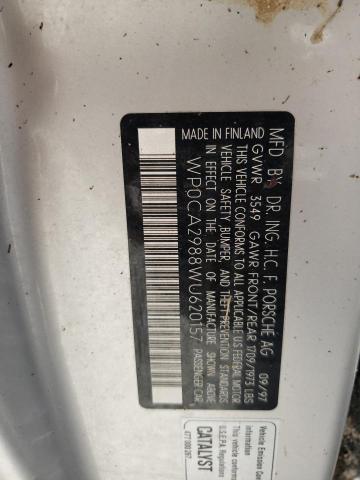 Photo 10 from auction – 1998 PORSCHE BOXSTER with VIN WP0CA2988WU620157