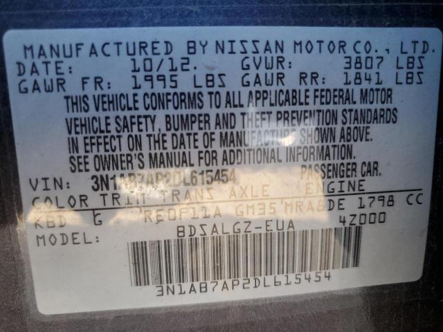 Photo 10 from auction – 2013 NISSAN SENTRA S with VIN 3N1AB7AP2DL615454