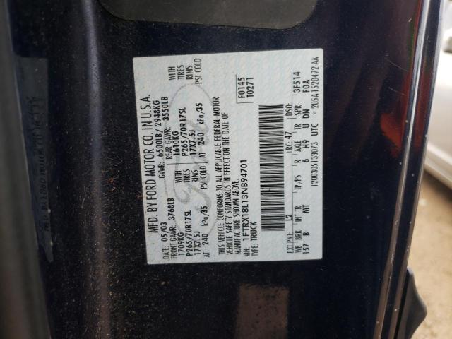 Photo 10 from auction – 2003 FORD F150 with VIN 1FTRX18L13NB94701