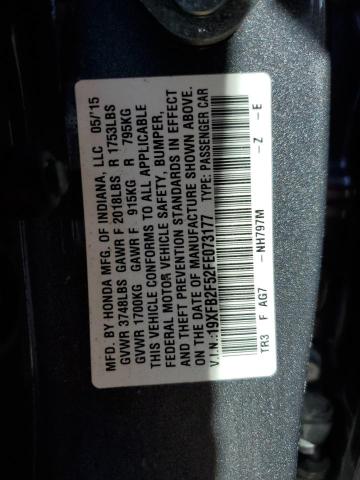 Photo 10 from auction – 2015 HONDA CIVIC LX with VIN 19XFB2F52FE073177