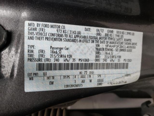 Photo 10 from auction – 2012 FORD FOCUS SE with VIN 1FAHP3F29CL405050